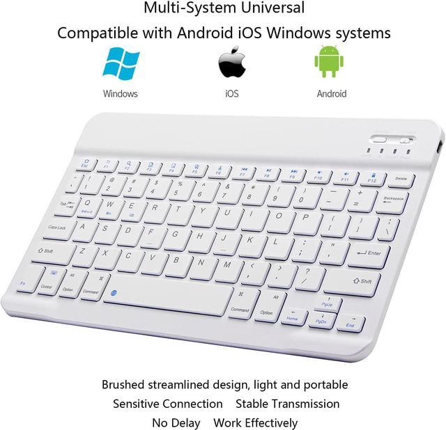 Ultra-Slim Bluetooth Keyboard Portable Mini Wireless Keyboard Rechargeable  for Apple iPad iPhone Samsung Tablet Phone Smartphone iOS Android Windows  (10 inch White) 