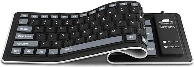 Alt view image 2 of 7 - sungwoo Foldable Silicone Keyboard USB Wired Waterproof Rollup Keyboard for PC Notebook Laptop (Black+Grey)