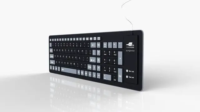 Alt view image 7 of 7 - sungwoo Foldable Silicone Keyboard USB Wired Waterproof Rollup Keyboard for PC Notebook Laptop (Black+Grey)