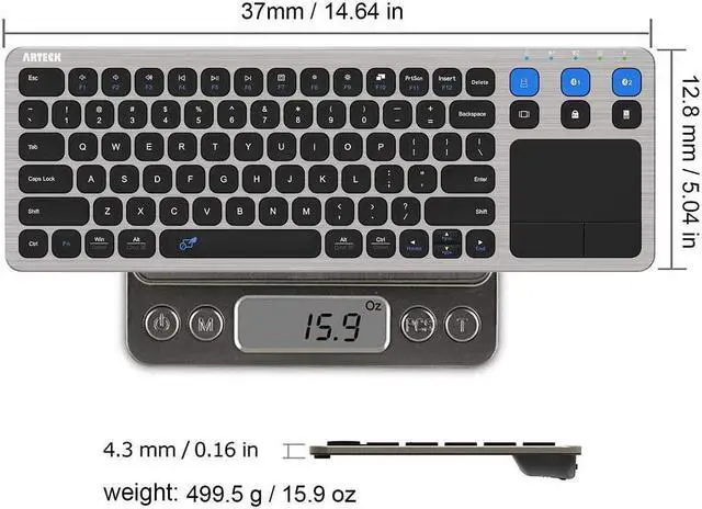Alt view image 5 of 7 - Arteck Universal 2.4G Wireless and Bluetooth Touch TV Keyboard Multi-Device with Easy Media Control and Build-in Touchpad Wireless Keyboard for Smart TV, TV Box, TV-Connected Computer, Mac, HTPC