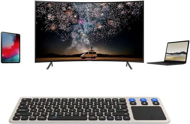 Alt view image 6 of 7 - Arteck Universal 2.4G Wireless and Bluetooth Touch TV Keyboard Multi-Device with Easy Media Control and Build-in Touchpad Wireless Keyboard for Smart TV, TV Box, TV-Connected Computer, Mac, HTPC