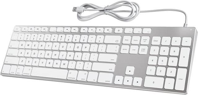 Aluminium Wired Keyboard with Numeric Keypad for Apple iMac/Mac/MacBook/ MacBook Pro Computer, White Full Size USB Keyboard Compatible with Apple  Magic Keyboard 