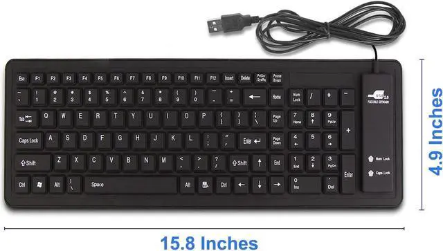 Alt view image 4 of 5 - Foldable Silicone Keyboard USB Wired Waterproof Rollup Keyboard for PC Notebook Laptop (All Black)