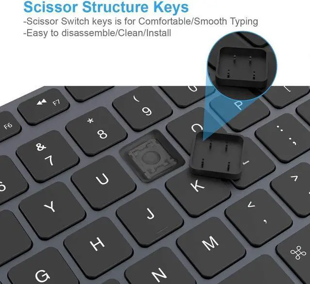 Alt view image 6 of 7 - Aluminum USB Wired Keyboard with Numeric Keypad for Mac Pro Mini Mac iMac iMac Pro MacBook Pro/Air Laptop and PC Computer
