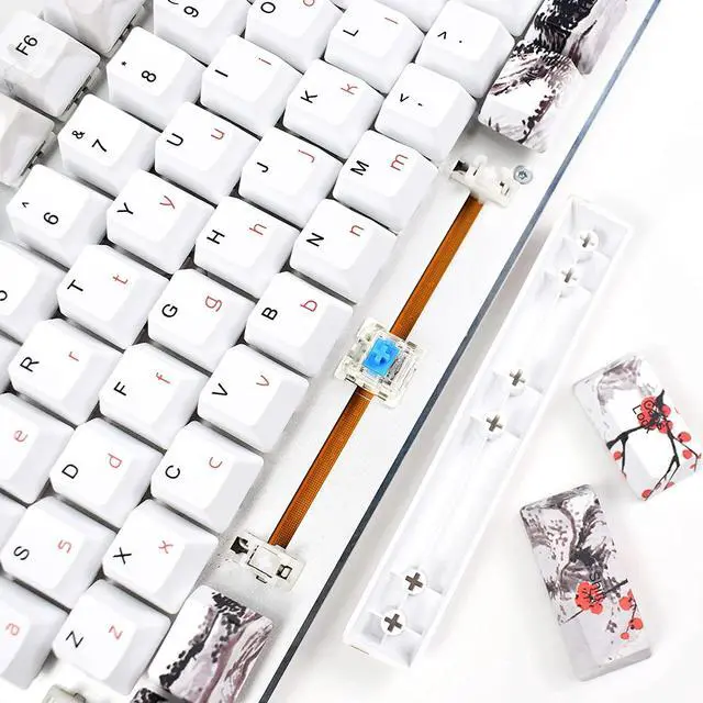 Alt view image 4 of 7 - MOLGRIA Keycaps 110 Set for Full Size Mechanical Keyboard, Custom PBT OEM Profile Key caps Japanese Style with Keycap Puller for Cherry MX 104/87/71/61 60 Percent Keyboard(Plum Blossom)