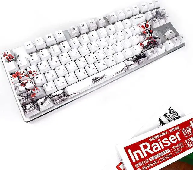 Alt view image 6 of 7 - MOLGRIA Keycaps 110 Set for Full Size Mechanical Keyboard, Custom PBT OEM Profile Key caps Japanese Style with Keycap Puller for Cherry MX 104/87/71/61 60 Percent Keyboard(Plum Blossom)
