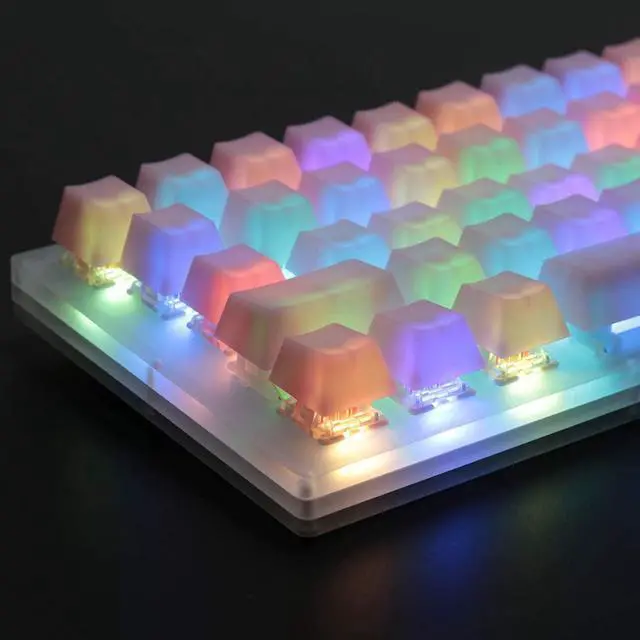 Alt view image 3 of 7 - POM Jelly Keycaps Doubleshot Translucent OEM Profile for 61/87/104/108 Keys PC Gaming Mechanical Keyboards (Rainbow)