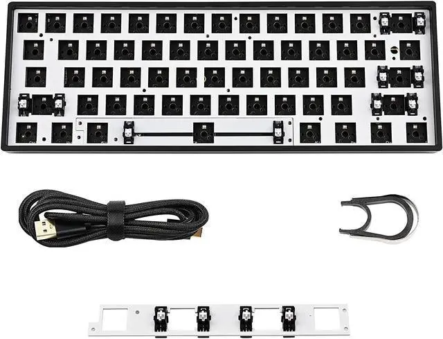 Alt view image 2 of 6 - GK61 GK61X PCB Plate Case 60% Keyboard Custom Hot Swappable RGB Keyboard DIY Kit Wired Tyce-C for 3/5 Pin Switch (GK61X White)