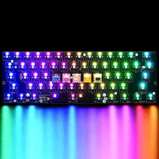 Alt view image 3 of 6 - GK61 GK61X PCB Plate Case 60% Keyboard Custom Hot Swappable RGB Keyboard DIY Kit Wired Tyce-C for 3/5 Pin Switch (GK61X White)