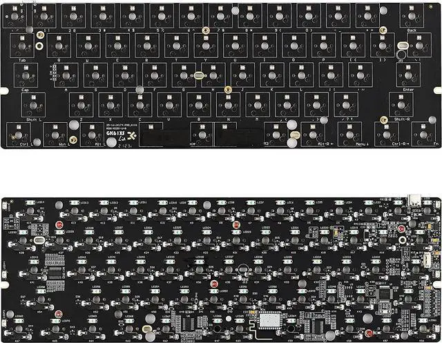 Alt view image 6 of 6 - Guffercty kred GK61 GK61X PCB Plate Case 60% Keyboard Custom Hot Swappable RGB Keyboard DIY Kit Wired Tyce-C for 3/5 Pin Switch (GK61X Black)