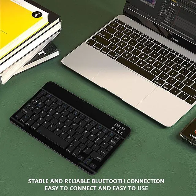 Alt view image 4 of 7 - Ultra-Slim Small Bluetooth Keyboard Portable Rechargeable External Cordless Wireless Keyboard for Android Tablet Cell Phone Samsung Smartphone iPad Mini Air Pro iPhone Windows Surface (Black)