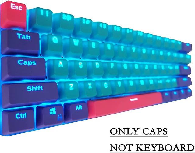 Alt view image 3 of 7 - WHYSP Backlit Keycaps 60% for GK61 60 Percent Keyboard OEM Profile PBT Key Cap Replacement 6.25U Space Bar