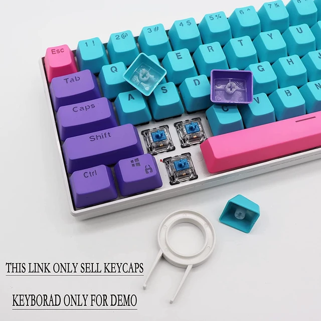 Alt view image 7 of 7 - WHYSP Backlit Keycaps 60% for GK61 60 Percent Keyboard OEM Profile PBT Key Cap Replacement 6.25U Space Bar
