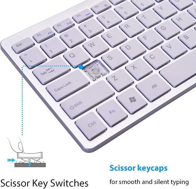 Alt view image 2 of 7 - Powboro 2021 Upgraded PC Computer Laptop Mini USB Wired Keyboard for Mac and Windows 78 Scissor Keys Small Super Thin Compact Multimedia Keyboard (Silver)
