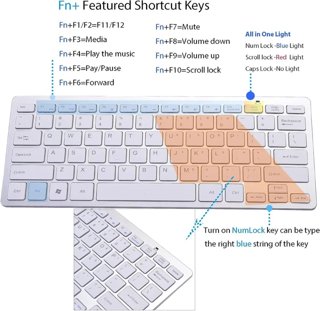 Alt view image 3 of 7 - Powboro 2021 Upgraded PC Computer Laptop Mini USB Wired Keyboard for Mac and Windows 78 Scissor Keys Small Super Thin Compact Multimedia Keyboard (Silver)