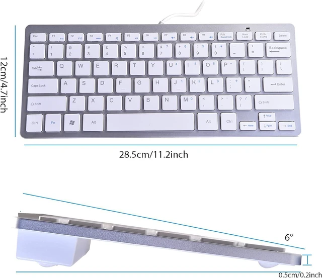 Alt view image 5 of 7 - Powboro 2021 Upgraded PC Computer Laptop Mini USB Wired Keyboard for Mac and Windows 78 Scissor Keys Small Super Thin Compact Multimedia Keyboard (Silver)