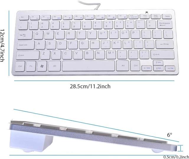 Alt view image 6 of 7 - Powboro 2021 Upgraded PC Computer Laptop Mini USB Wired Keyboard for Mac and Windows 78 Scissor Keys Small Super Thin Compact Multimedia Keyboard (Silver)
