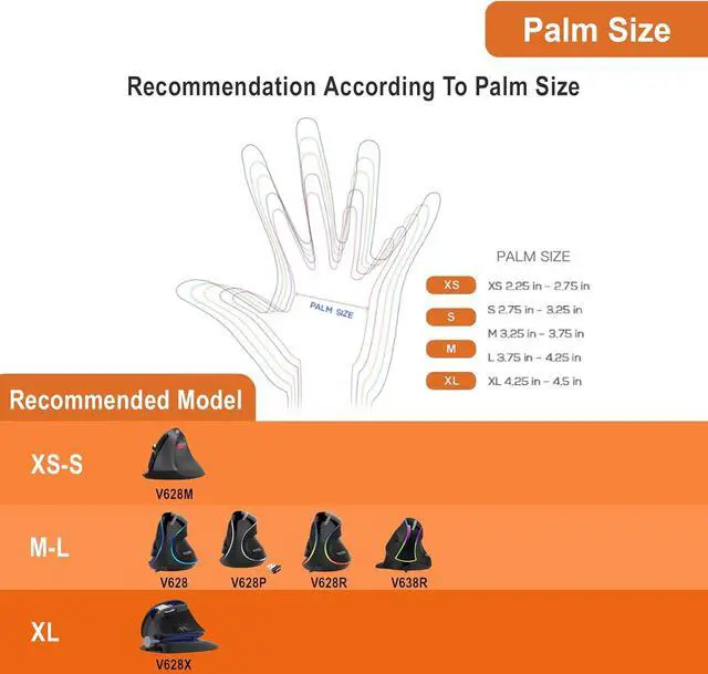 Alt view image 7 of 7 - J-Tech Digital Ergonomic Mouse with Wired Connection, Removable Palm Rest, Thumb Buttons, 800, 1200, 1800, 3200 Adjustable DPI; Compatible with Windows and MAC OS [V638R]