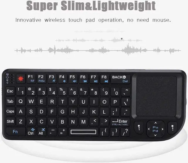 Alt view image 3 of 6 - 2.4GHz Touchpad Keyboard,A8 Mini Rechargeable Ultra-Thin Mini USB Backlit Keyboard with IR Light for HTPC for /4 for 360 and ONE(QWERTY Keypad)