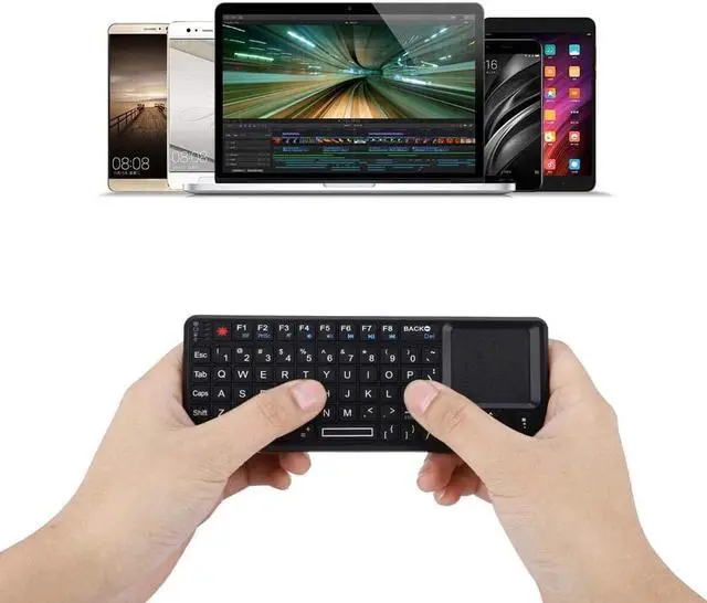 Alt view image 4 of 6 - 2.4GHz Touchpad Keyboard,A8 Mini Rechargeable Ultra-Thin Mini USB Backlit Keyboard with IR Light for HTPC for /4 for 360 and ONE(QWERTY Keypad)