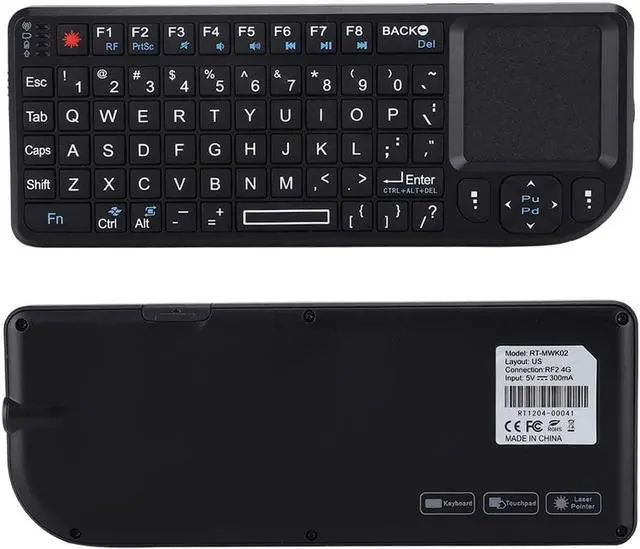 Alt view image 5 of 6 - 2.4GHz Touchpad Keyboard,A8 Mini Rechargeable Ultra-Thin Mini USB Backlit Keyboard with IR Light for HTPC for /4 for 360 and ONE(QWERTY Keypad)