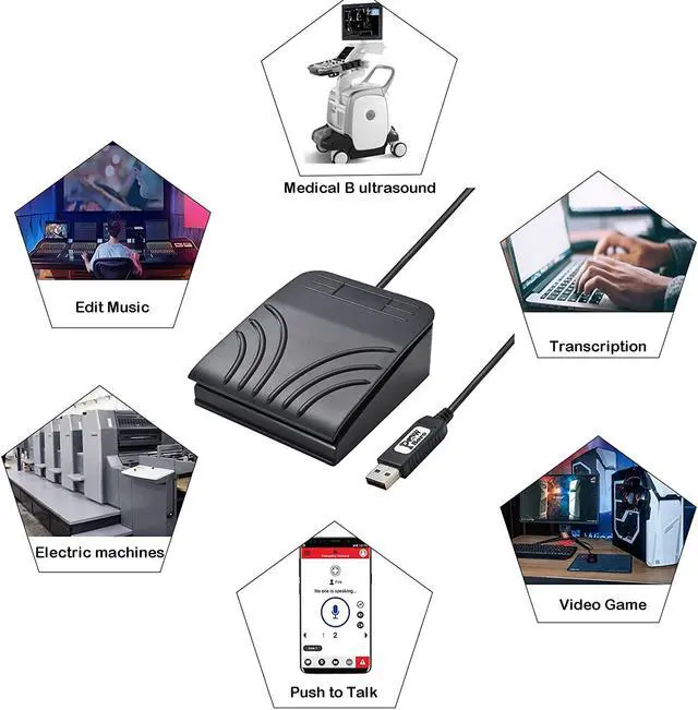 Alt view image 6 of 7 - Powboro USB Foot Switch Single Pedal Control Custom Program PC Computer Keyboard Map Multimedia Key Photoelectric Optical Switch Transcription HID for PC Video Game,Push to talk