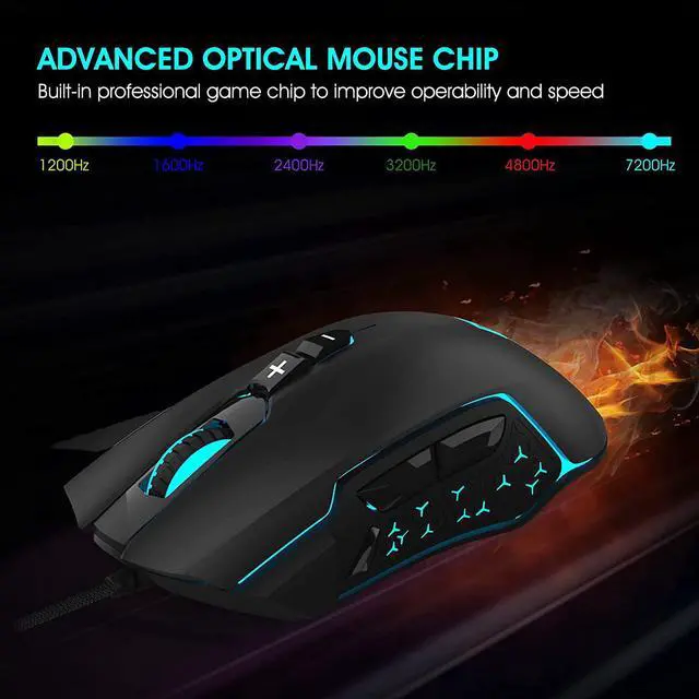 Alt view image 6 of 7 - LeadsaiL Gaming Mouse Wired RGB PC Gaming Mice,Up to 7200 DPI, 8 Programmable Buttons,6 Color Backlight, Ergonomic Optical Computer Wired Mouse with Fire Button for Desktop PC Laptop Gamer & Work