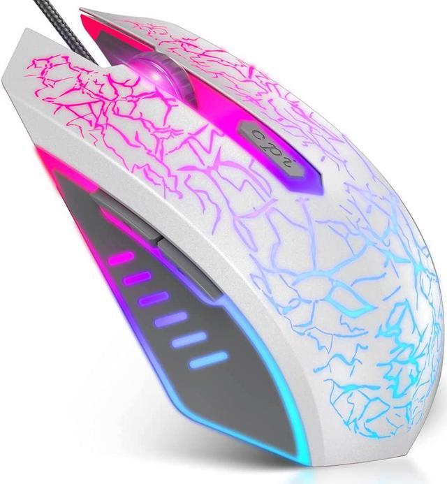 VersionTECH. Wired Gaming Mouse, Ergonomic USB Optical Mouse Mice with  Chroma RGB Backlit, 1200 to 3600 DPI for Laptop PC Computer Games & Work  White