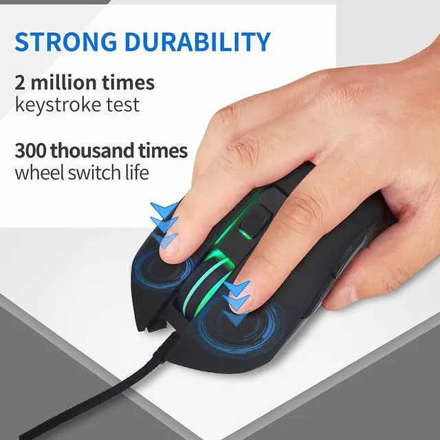 Alt view image 4 of 6 - Wired USB C Gaming Mouse, Silent RGB Gaming Mice 7 Colors Backlit, 2400 DPI, Type C RGB Wired Mouse Gaming for Office Home PC and Notebook and All Type-C Device (Black)