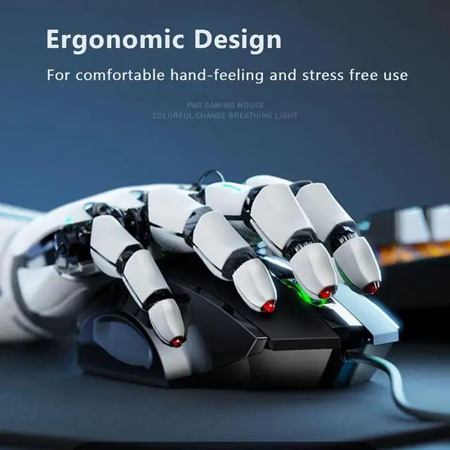 Alt view image 3 of 6 - USB Computer Mouse Wired Silent Click Corded Mouse 3-Button Wired Optical Mouse Office and Home Mice Ergonomic Shape for Windows Computers Macs iPad PC and Laptops