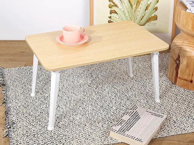 Alt view image 3 of 7 - Laptop Stand for Bed, Lap Desk, Foldable Portable Lap Bed Tray, 23.6 Inch Floor Table for Drawing, Reading and Writing, Oak