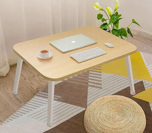 Alt view image 2 of 7 - Laptop Stand for Bed, Lap Desk, Foldable Portable Lap Bed Tray, 23.6 Inch Floor Table for Drawing, Reading and Writing, Oak