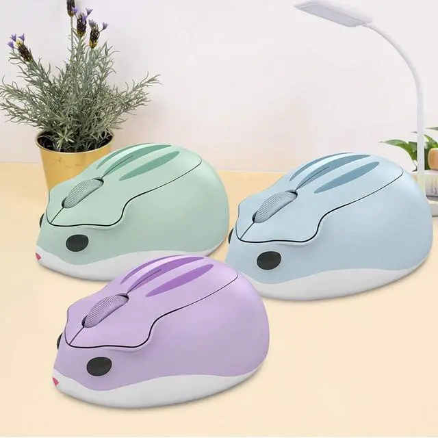 Alt view image 6 of 7 - 2.4GHz Wireless Cute Hamster Shape Less Noice Portable Mobile Optical 1200DPI USB Mice Cordless Mouse for PC Laptop Computer Notebook MacBook Kids Girl Gift (Purple)
