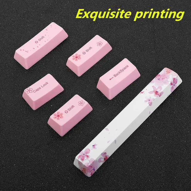 Alt view image 4 of 7 - 73PCs Sublimation Keycaps PBT Mechanical Keyboard Accessory PC Parts with Cute Pattern,Universal for Mechanical Keyboard(6064 Blossom)