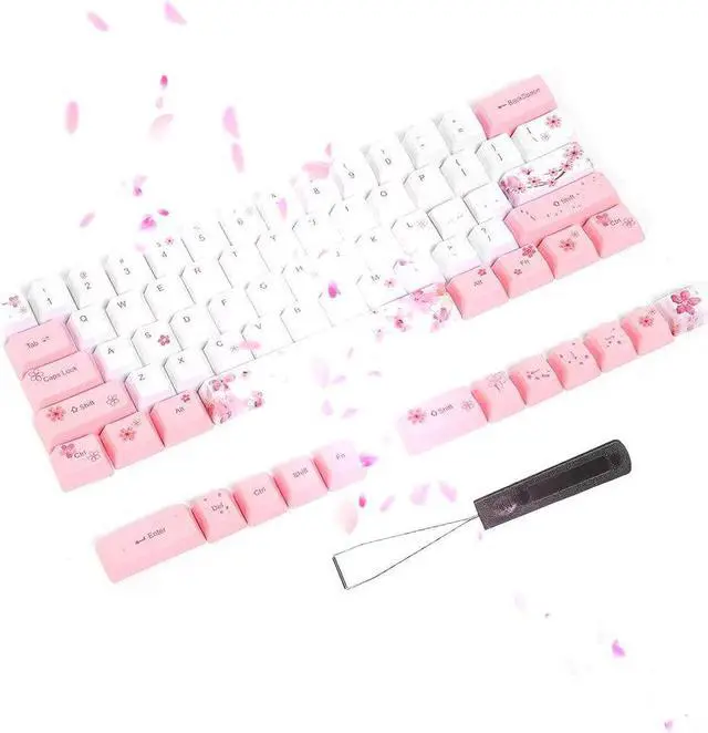 Alt view image 6 of 7 - 73PCs Sublimation Keycaps PBT Mechanical Keyboard Accessory PC Parts with Cute Pattern,Universal for Mechanical Keyboard(6064 Blossom)
