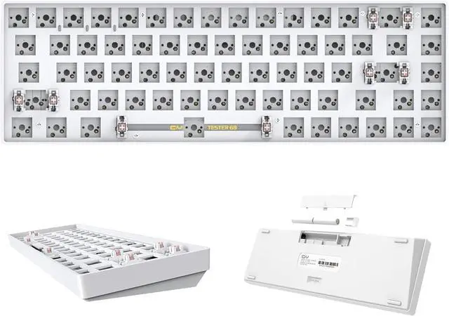 Main image of CIY GK68 Dual Mode Wireless Hotswap Keyboard Kit, DIY 65% Keyboard, Bluetooth 5.0/2.4G Wireless, Replaceable MX Switch 5Pin/3Pin, ABS Shell,Metal Positioning Plate, Sound Insulation Mat(White)