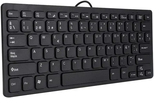 Alt view image 7 of 7 - Wendry Mini Keyboard Wired Ultra-Thin 78 Keys USB Keyboards,Portable Spanish Keyboard USB for Desktop Computer,Suitable for Both Office and Games,Black