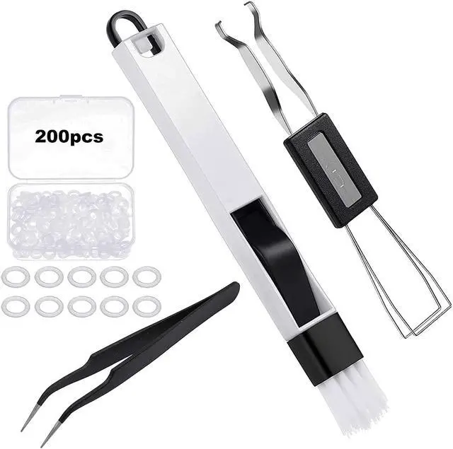 Main image of GTIWUNG 203Pcs Keyboard Puller Keycap Removal Tool, Keyboard Cleaner Cleaning Tools Set,Double-end Key Cap Remover, Tweezers, 2-in-1 Door Window Track Cleaning Brush and 200Pcs Rubber O-Ring Dampeners