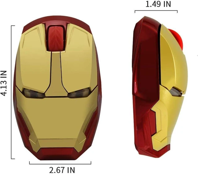 Alt view image 5 of 7 - Wireless Iron Man Mouse 2.4G Optical Computer Mouse for Desktop Laptop PC Mac (Gold)