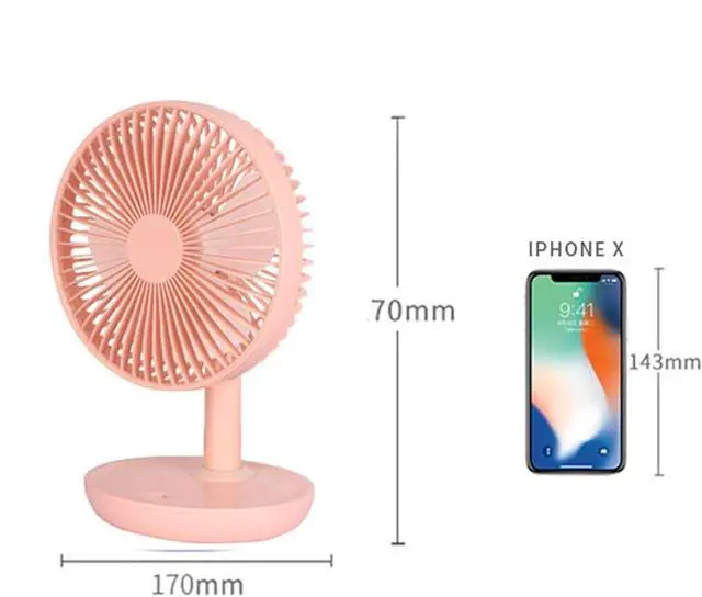 Alt view image 4 of 5 - BENHAI USB Mini Desk Fan, Portable Fan 48° Rotation Angle Table Fan 2 Speeds Fan Quiet Fan USB Fan for for Home Bed Office Outdoor Travel (Color : Pink)