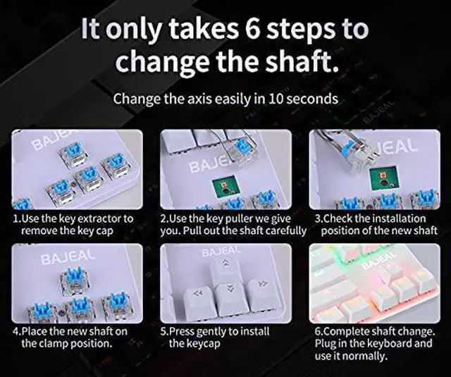 Alt view image 6 of 7 - BAJEAL Mechanical Keyboard,Hot Swap 87 Keys Keyboard,USB Wired Blue Switch Keyboard with Two Color Shine-Through Keycaps,Multi LED Backlit Lighting Gaming Keyboard (Pink White)