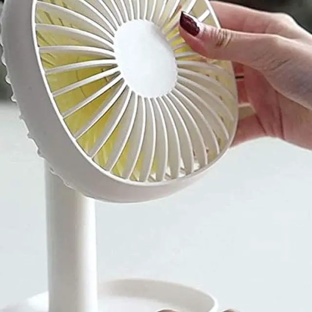 Alt view image 4 of 6 - BaiHogi Small Desk Fan, Mini USB Fan Green Hand Fan Abs USB Fan with Tray Base Ventilator Small 60 ° Angle Adjustment Mini Fan for Home Desktop Laptop Dormitory,Pink (Color : Green)