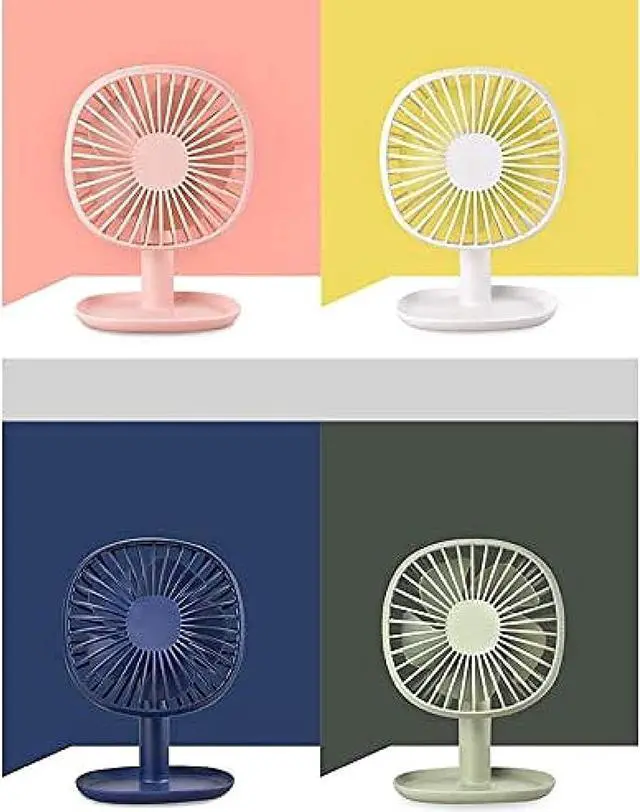 Alt view image 2 of 6 - BaiHogi Small Desk Fan, Mini USB Fan Green Hand Fan Abs USB Fan with Tray Base Ventilator Small 60 ° Angle Adjustment Mini Fan for Home Desktop Laptop Dormitory,Pink (Color : Green)