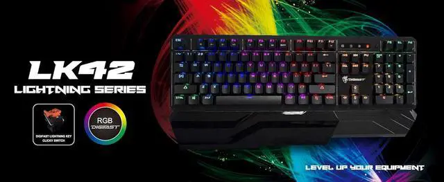 Alt view image 2 of 6 - Digifast LK42 Mechanical RGB Gaming Keyboard with Wrist Rest, Black (DG-LK42)