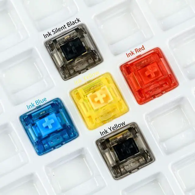 Alt view image 5 of 7 - Custom Switch Gateron Ink 5 pin V2 Switches Transparent Smokey Housing Black Red Blue Silent Black Yellow for Mechanical Keyboard (70 PCS, Black Ink)