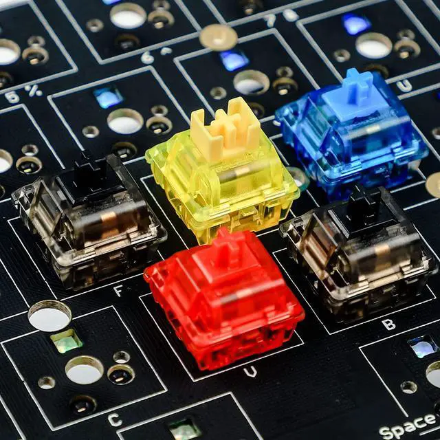 Alt view image 6 of 7 - Custom Switch Gateron Ink 5 pin V2 Switches Transparent Smokey Housing Black Red Blue Silent Black Yellow for Mechanical Keyboard (70 PCS, Black Ink)