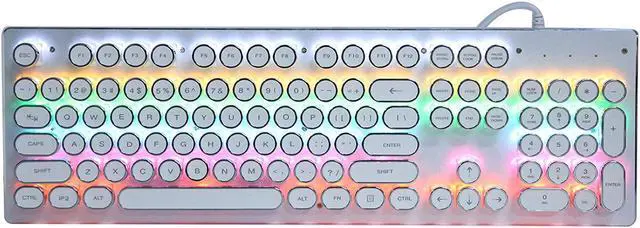 Main image of HJK920 Universal Mechanical Computer Keyboard, Gaming Wired Classic Retro Punk Mechanical Keyboard, Ergonomic Keyboard with Mixed Backlight, 104 Round Keys(White)