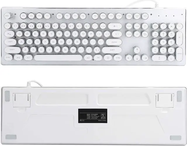 Alt view image 3 of 7 - HJK920 Universal Mechanical Computer Keyboard, Gaming Wired Classic Retro Punk Mechanical Keyboard, Ergonomic Keyboard with Mixed Backlight, 104 Round Keys(White)
