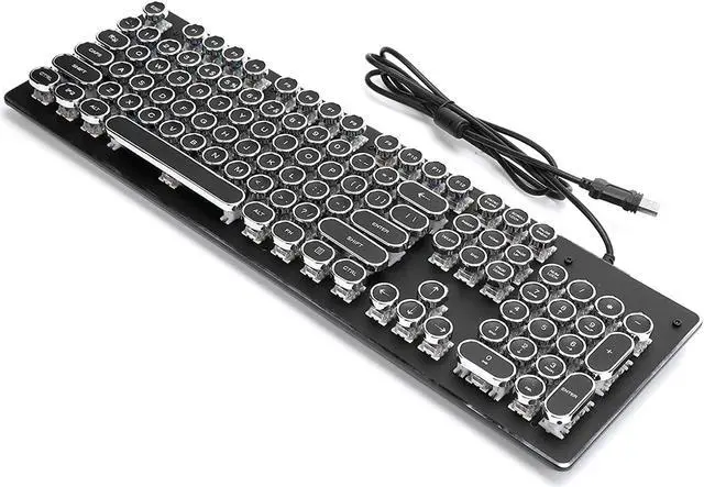 Alt view image 7 of 7 - Gaming Keyboard, Retro Wired Gaming Mechanical Keyboard, Waterproof Ergonomic Mechanical Feeling Keyboard, Key Click with Mixed Light,104 Keys Mixed Light Ergonomic Design (Black)