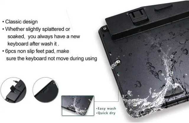 Alt view image 5 of 7 - BoxWave Keyboard Compatible with ECOHERO Lambda Laptop (15.6 in) - AquaProof USB Keyboard, Washable Waterproof Water Resistant - Jet Black